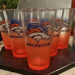 (6) Bud Light NFL Denver Bronco pint beer glasses